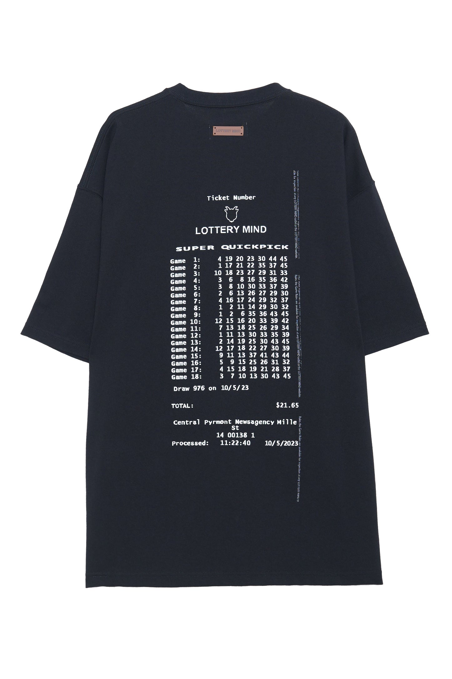 LOTTERY NUMBER S/S TEE  BLACK